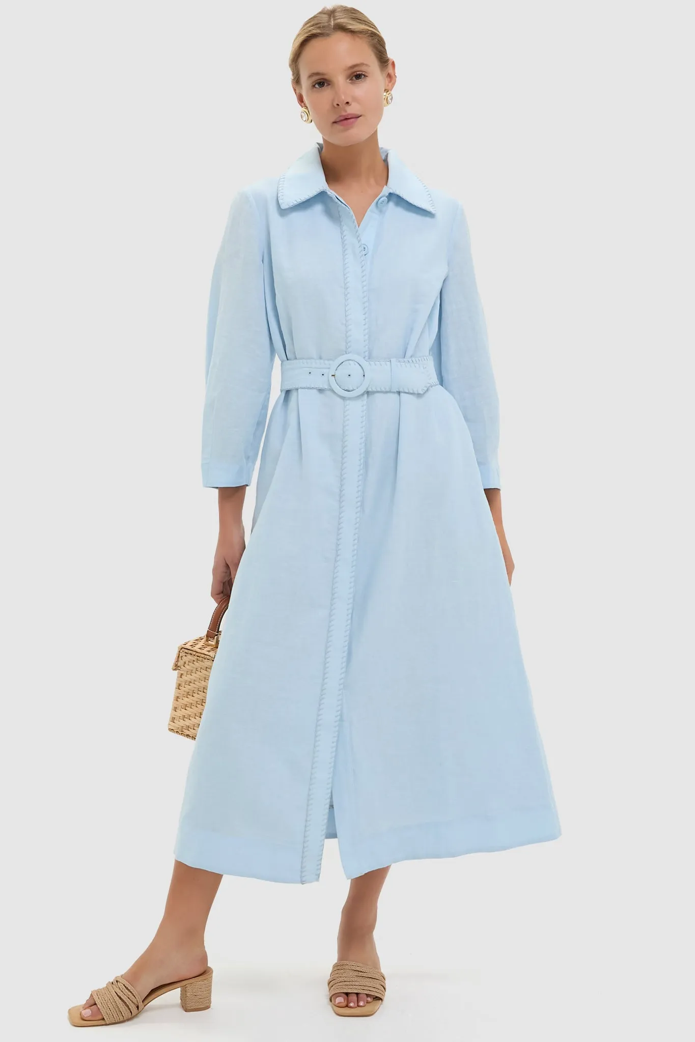 Light Blue Whipstitch Landon Dress