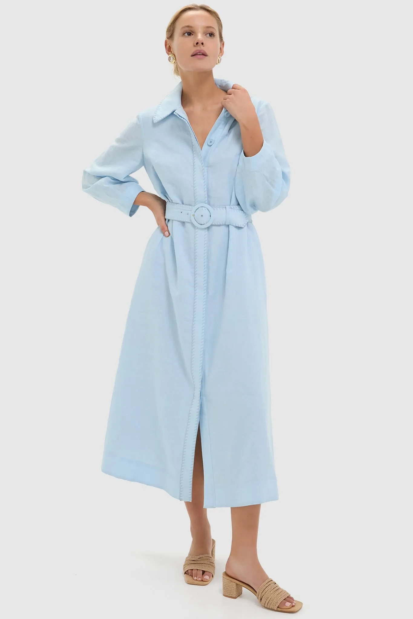 Light Blue Whipstitch Landon Dress