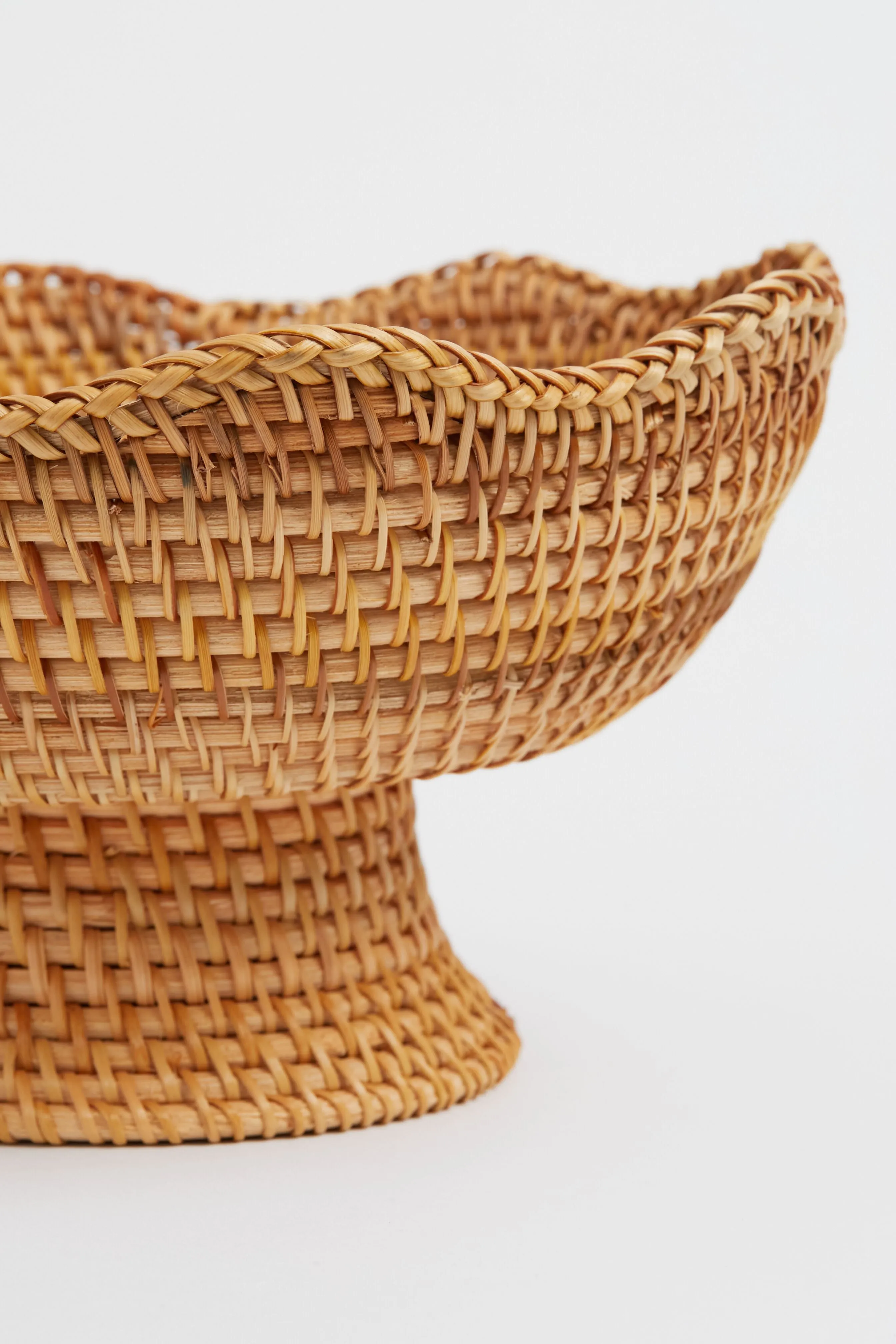 Light Rattan Footed Bowl