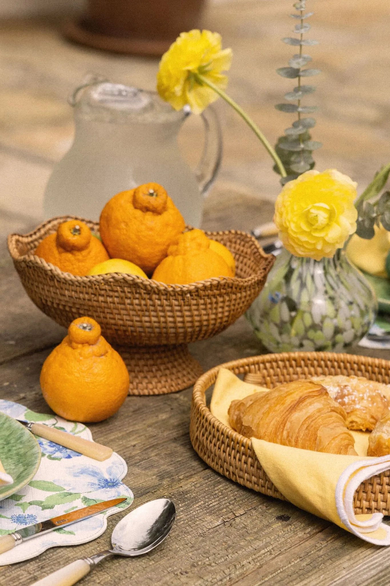Light Rattan Footed Bowl