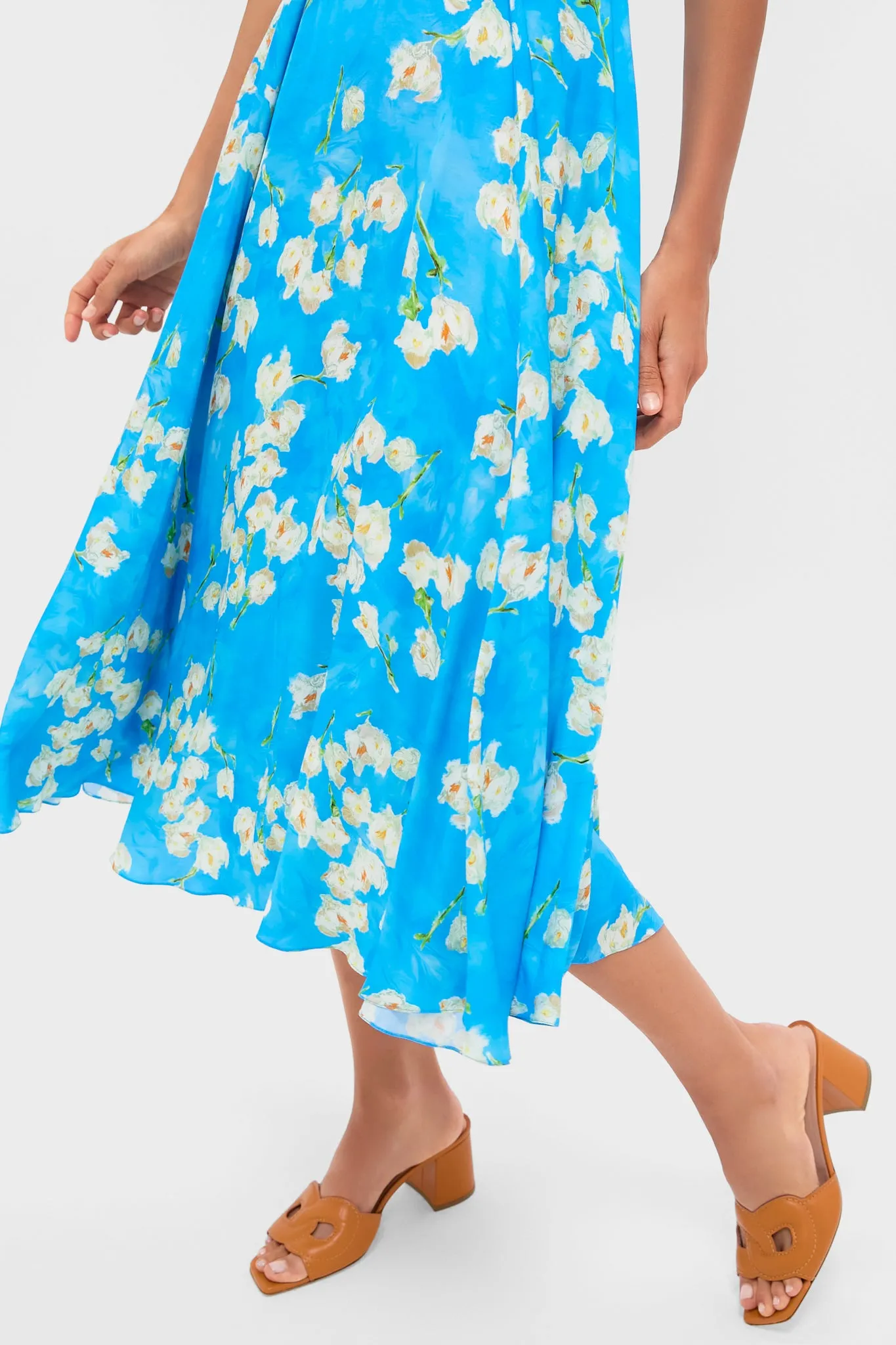 Little Lillies on Electric Blue Caridad Midi Dress