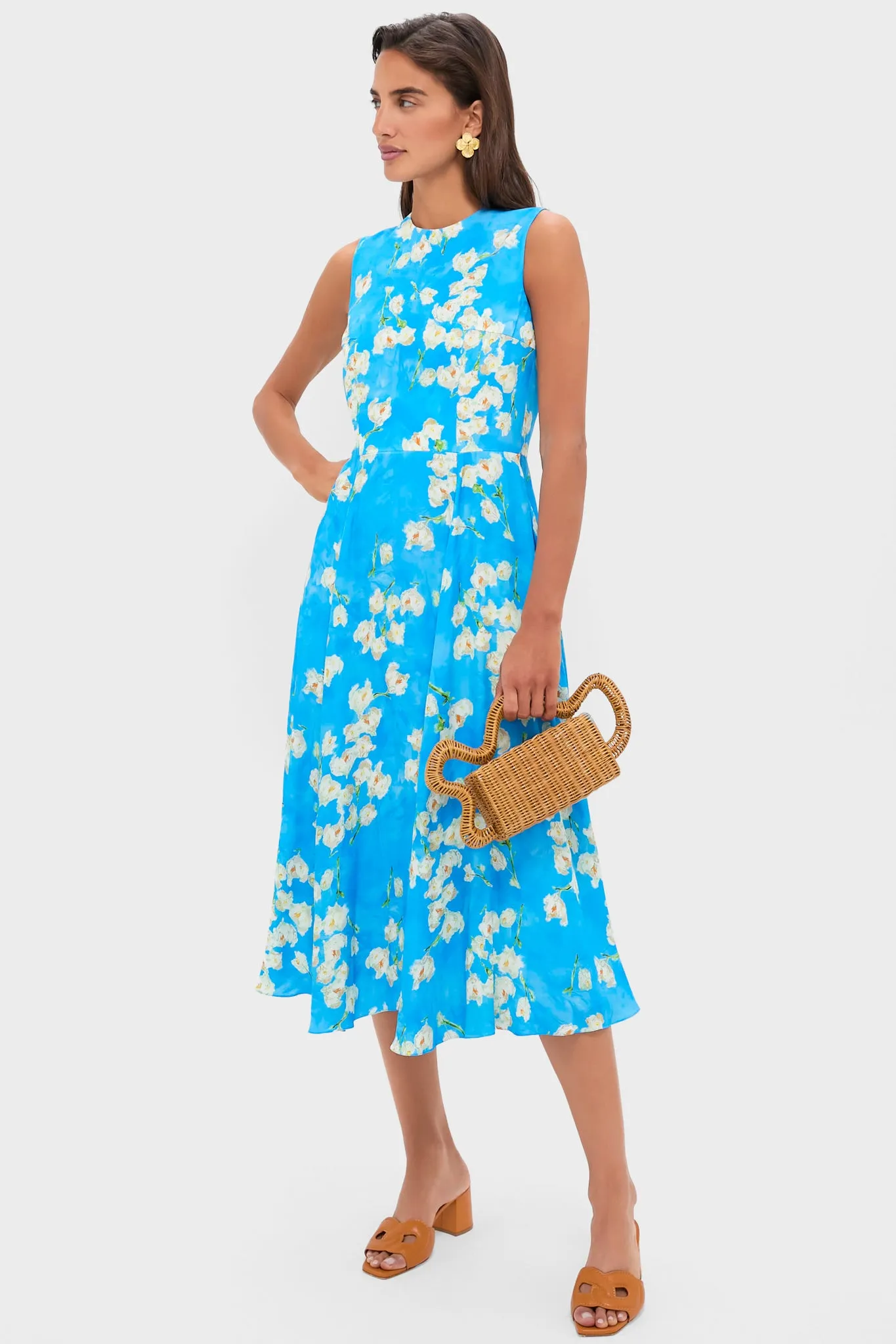 Little Lillies on Electric Blue Caridad Midi Dress