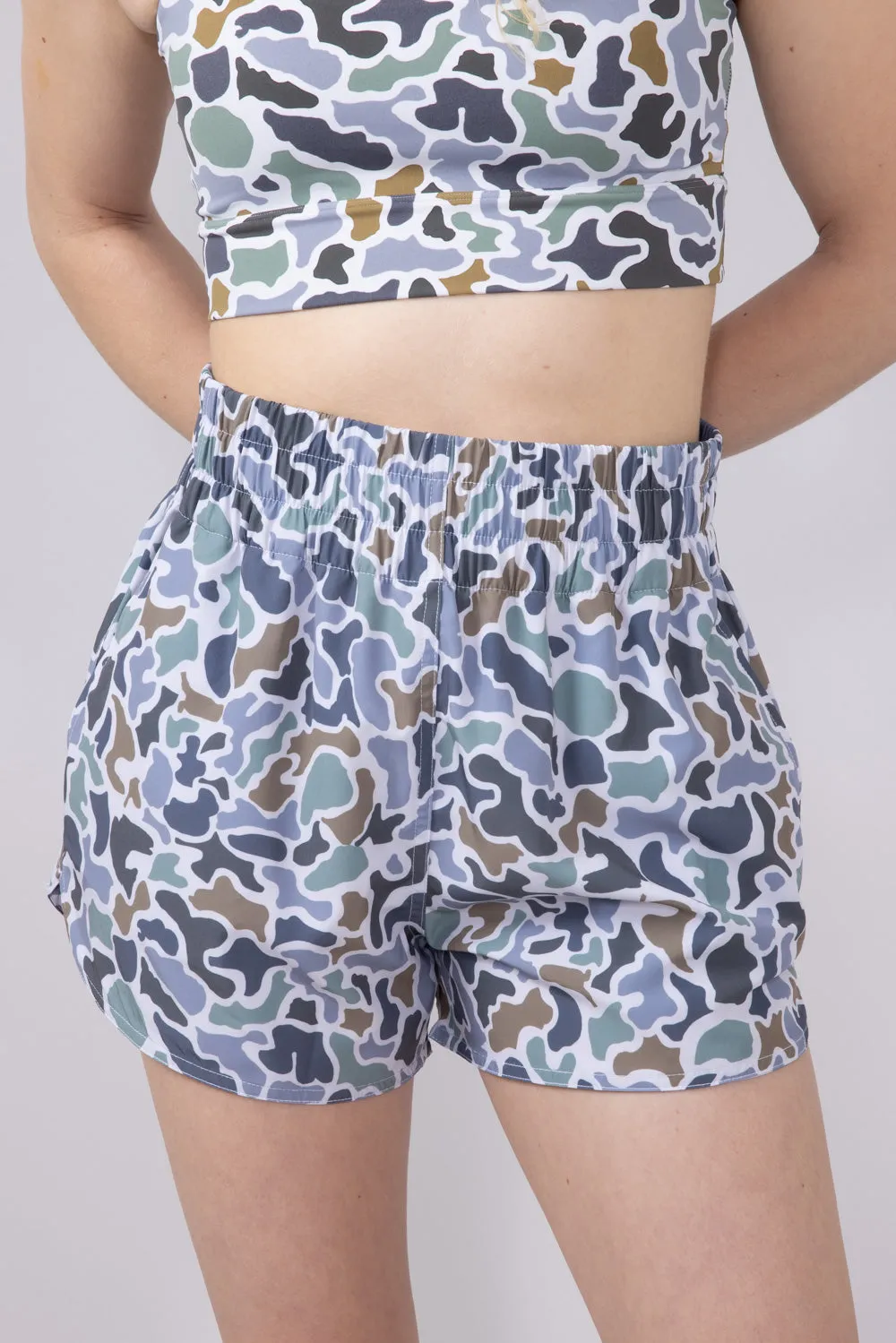 Local Girl High Waisted Volley Shorts for Women in Dark Grey Camo | L5160000-LCB