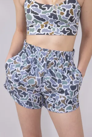 Local Girl High Waisted Volley Shorts for Women in Dark Grey Camo | L5160000-LCB
