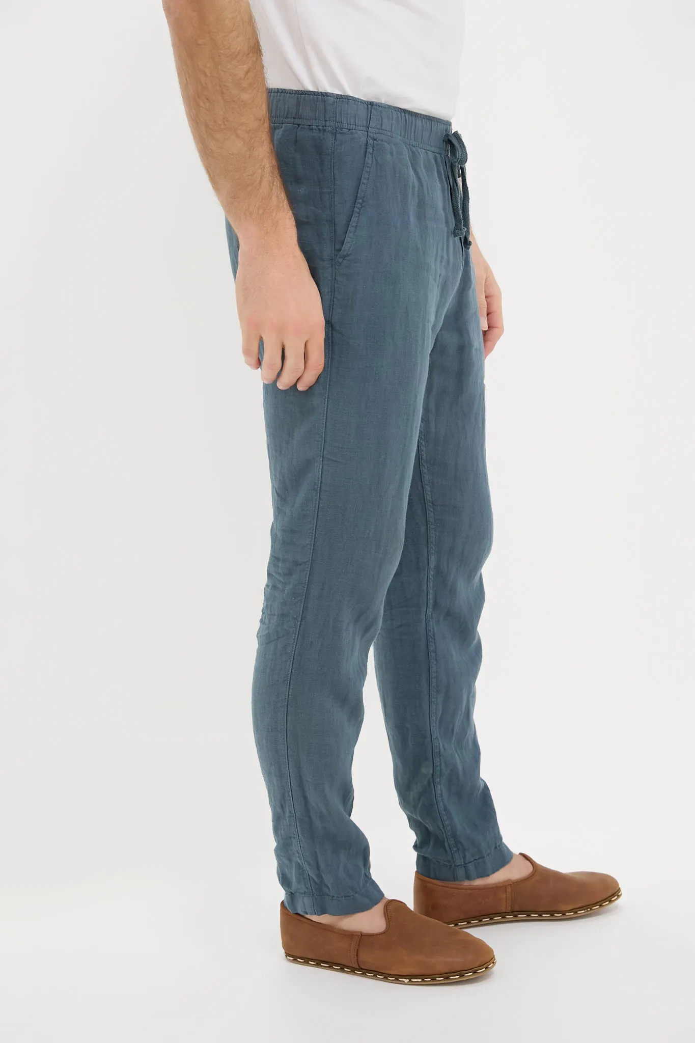 Look Out Navy Linen Drawstring Pant