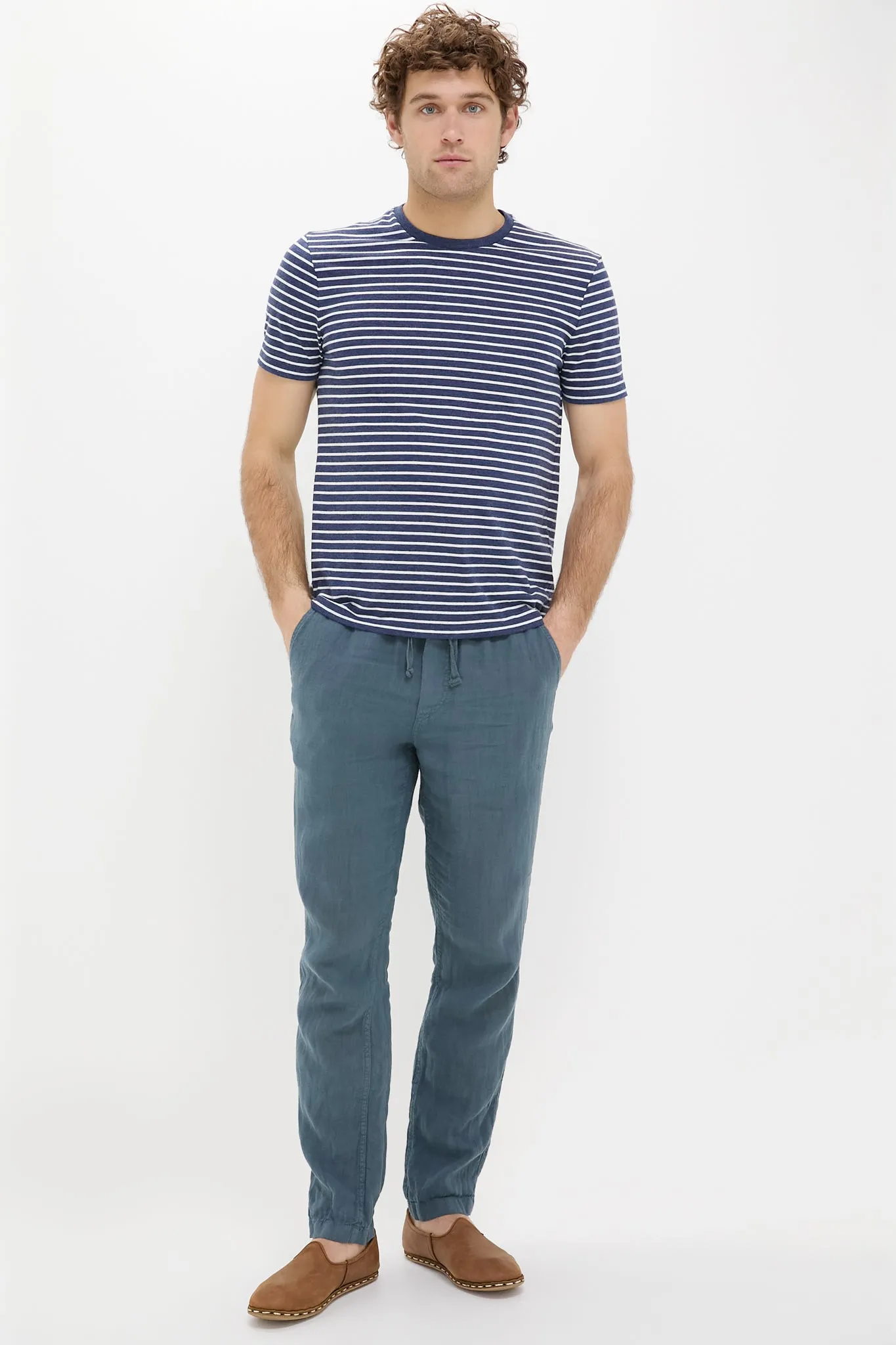 Look Out Navy Linen Drawstring Pant