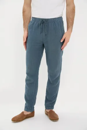 Look Out Navy Linen Drawstring Pant