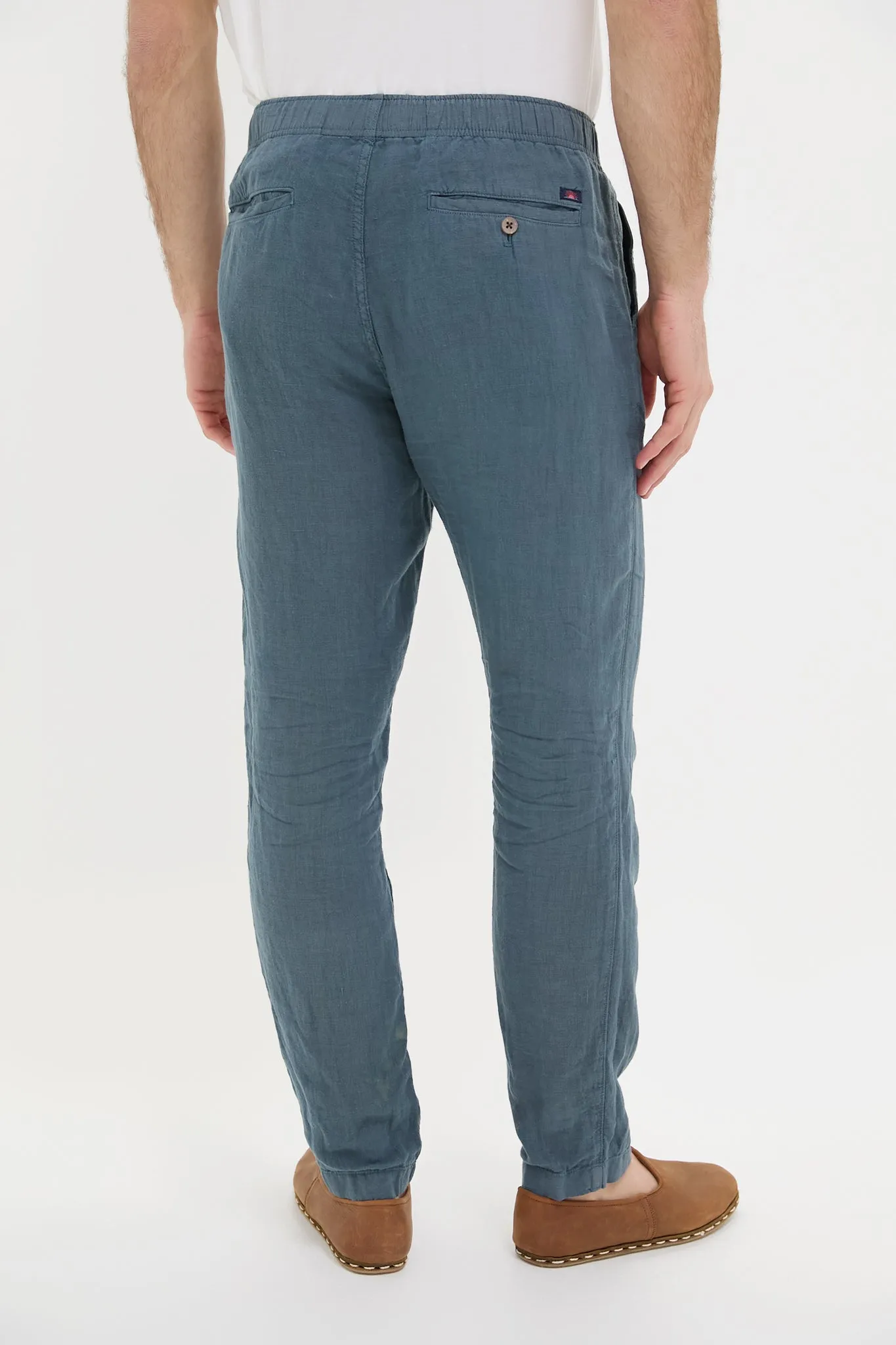 Look Out Navy Linen Drawstring Pant