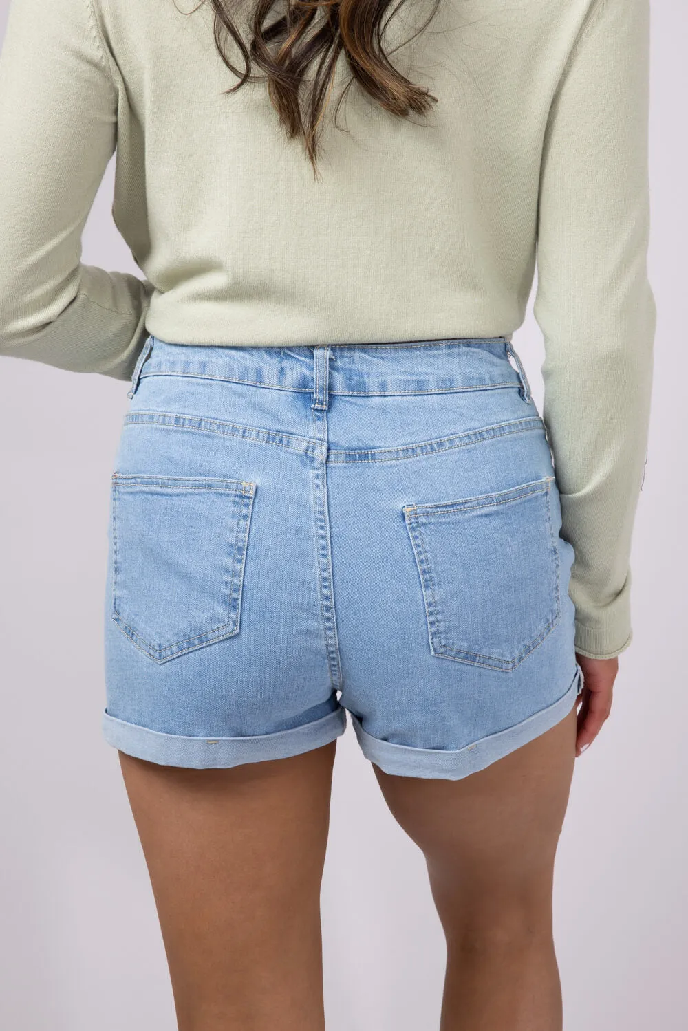 Love Tree Cherry Embroidered Denim Shorts for Women | 6975PN-BLUE