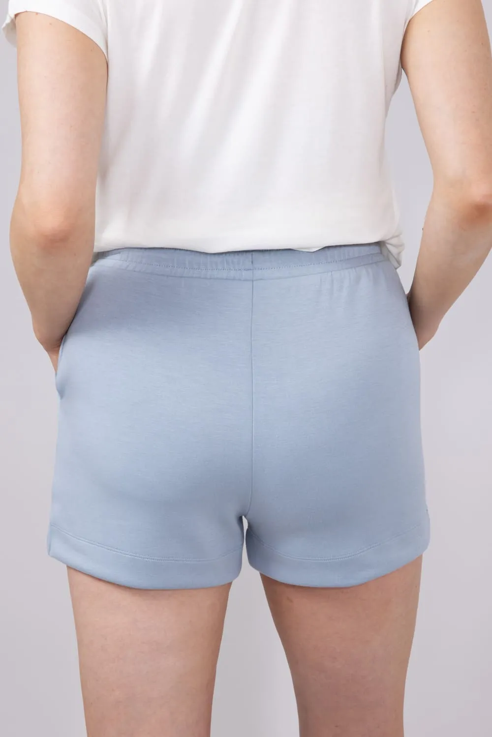 Love Tree Drawstring Scuba Knit Lounge Shorts for Women in Bluestone | 6993PN-BLUESTONE