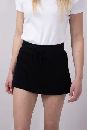 Love Tree Drawstring Scuba Knit Mini Skort for Women in Black | 6995KN-BLACK