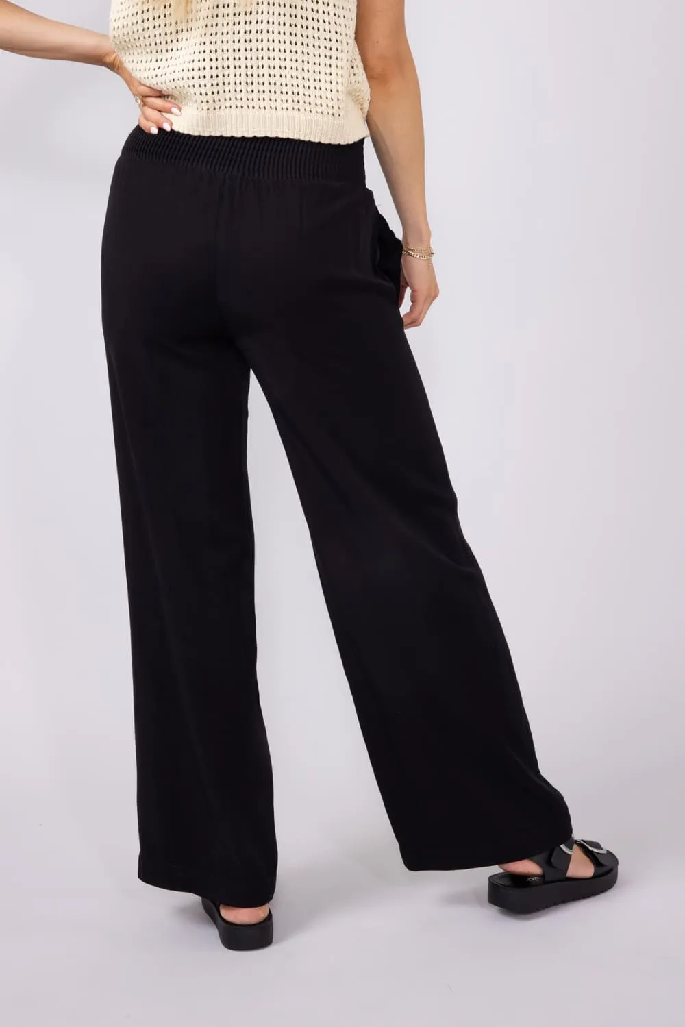 Love Tree Tencel Wide Leg Beach Pants for Women in Black | 6913PN-BLACK