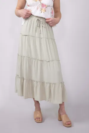 Love Tree Tiered Midi Beach Skirt for Women in Matcha | 7287SH-MATCHA