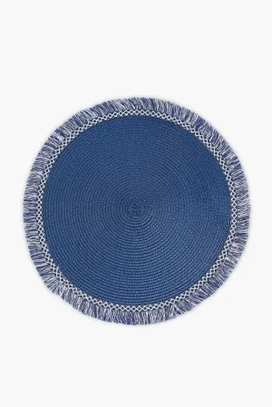 Midnight Blue Round Fringed Placemat