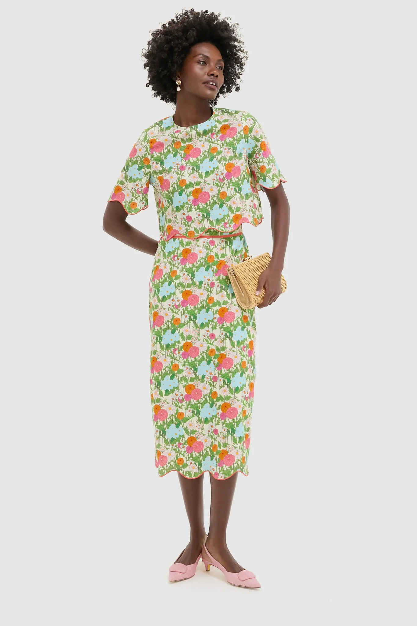 Multi Green Begonia Floral Ezra Blouse
