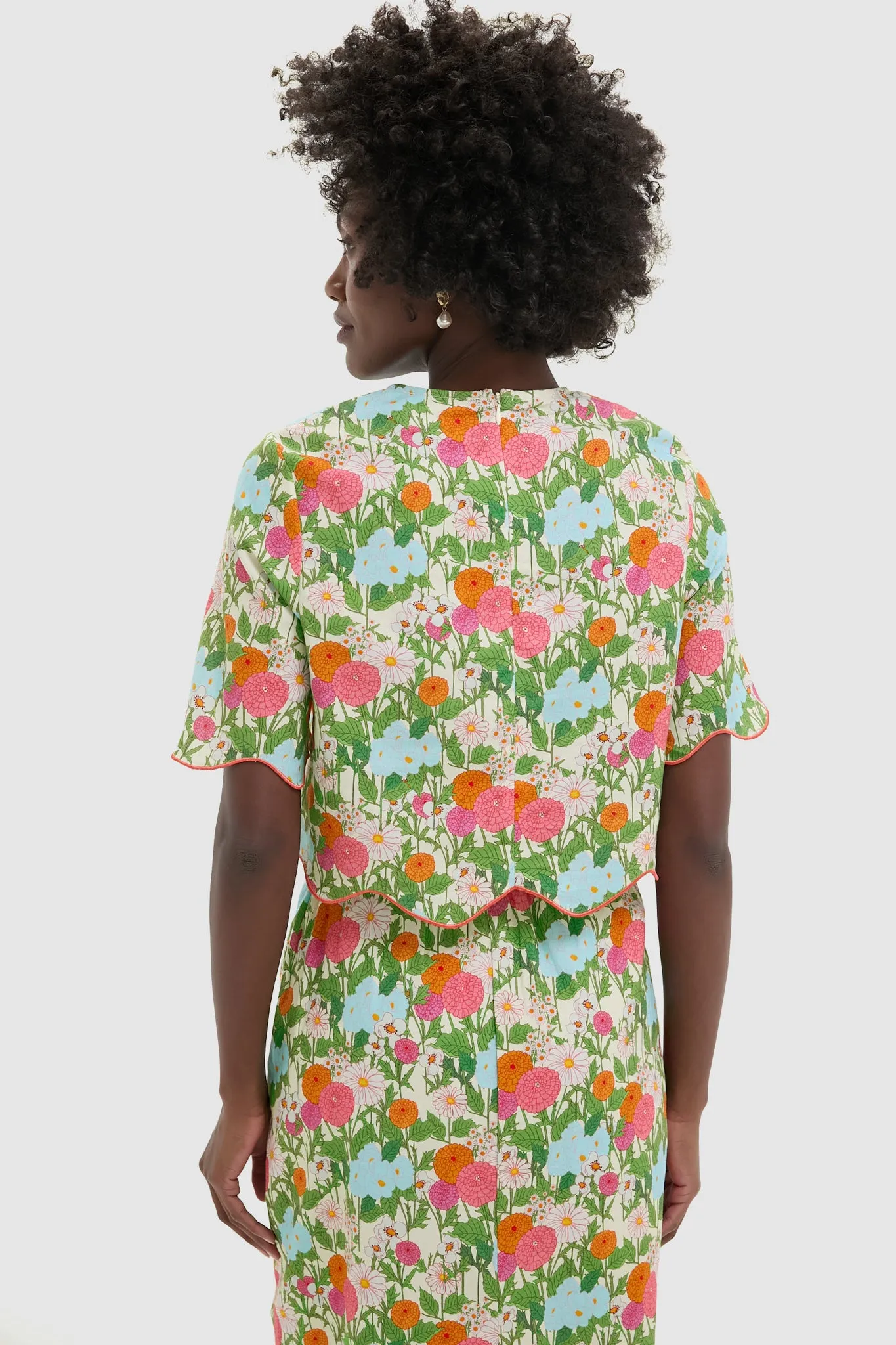 Multi Green Begonia Floral Ezra Blouse
