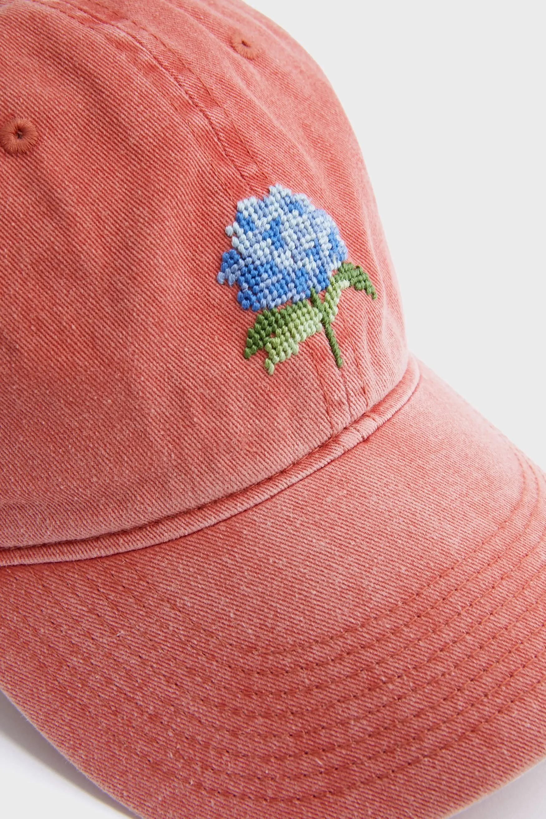 Nantucket Red Hydrangea Needlepoint Hat