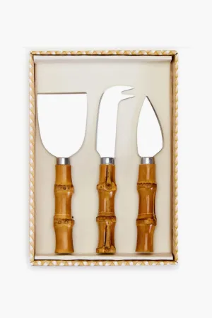 Natural Bamboo Handle Cheese Knives Set of 3