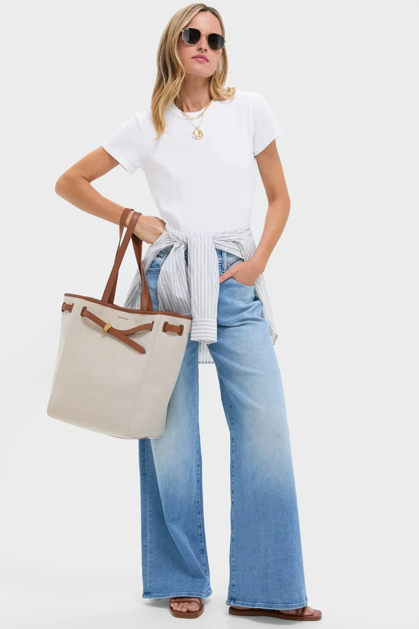 Natural Linen and Hazelwood Veronica Beard Dash Tote