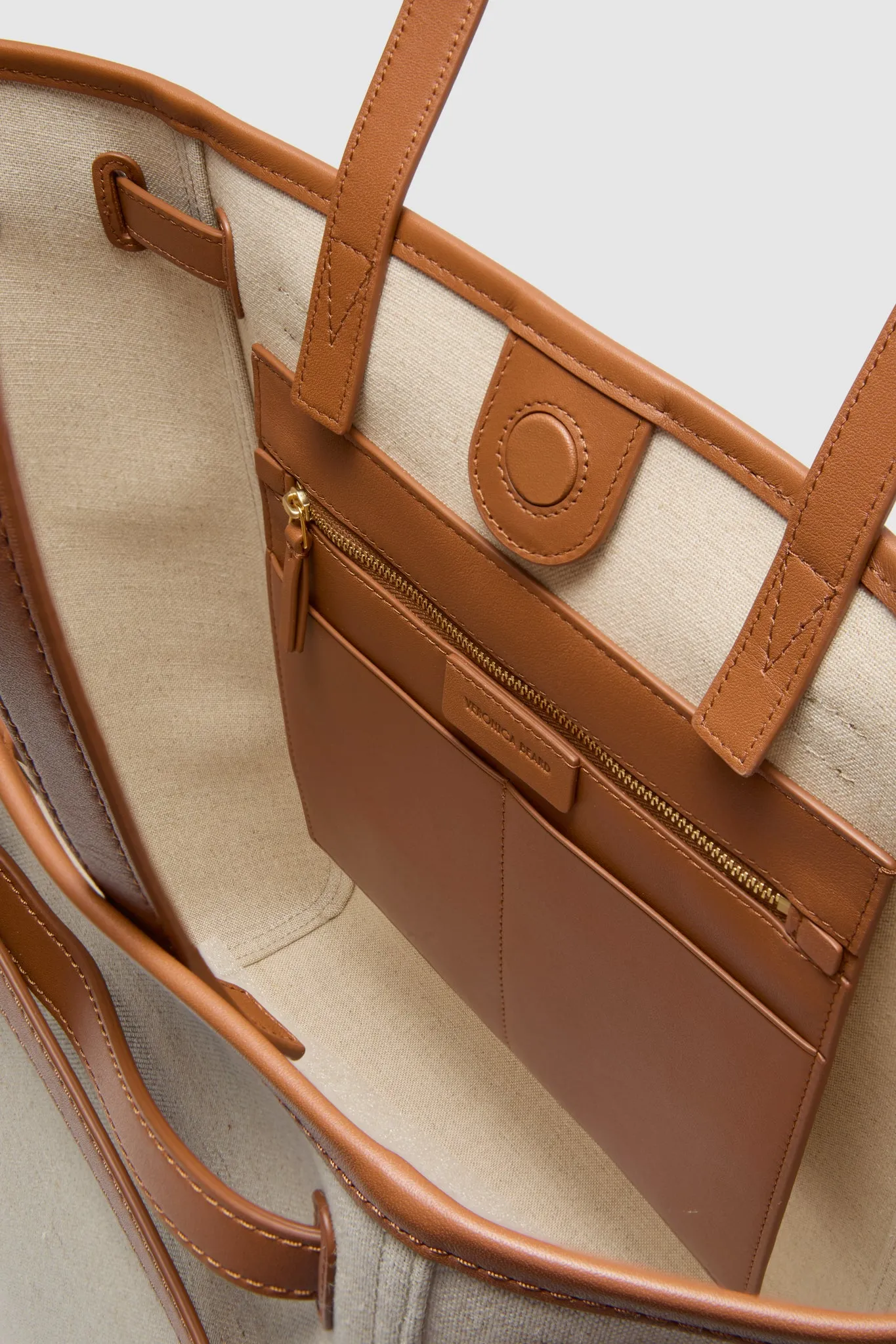 Natural Linen and Hazelwood Veronica Beard Dash Tote