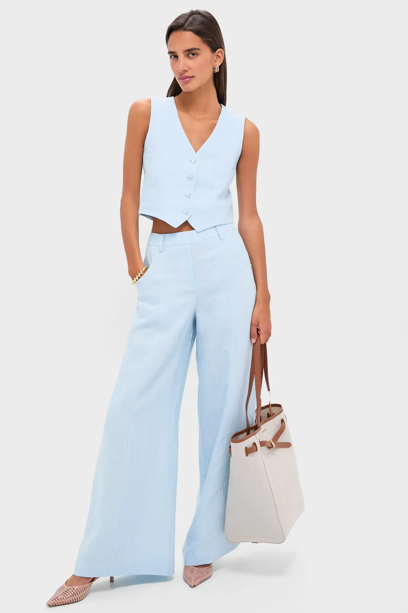 Natural Linen and Hazelwood Veronica Beard Dash Tote