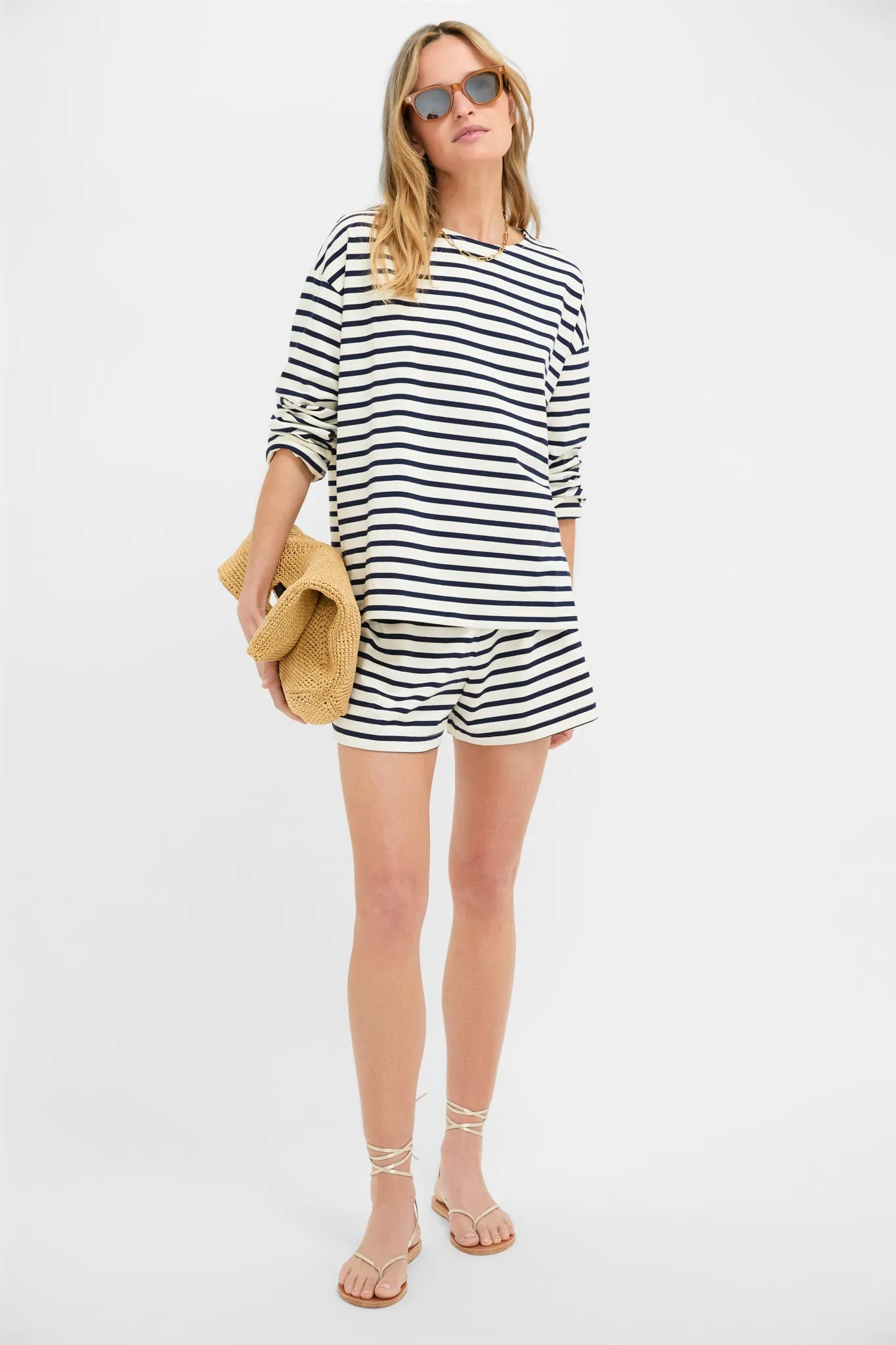 Navy and Ivory Stripe Knit Odie Tee