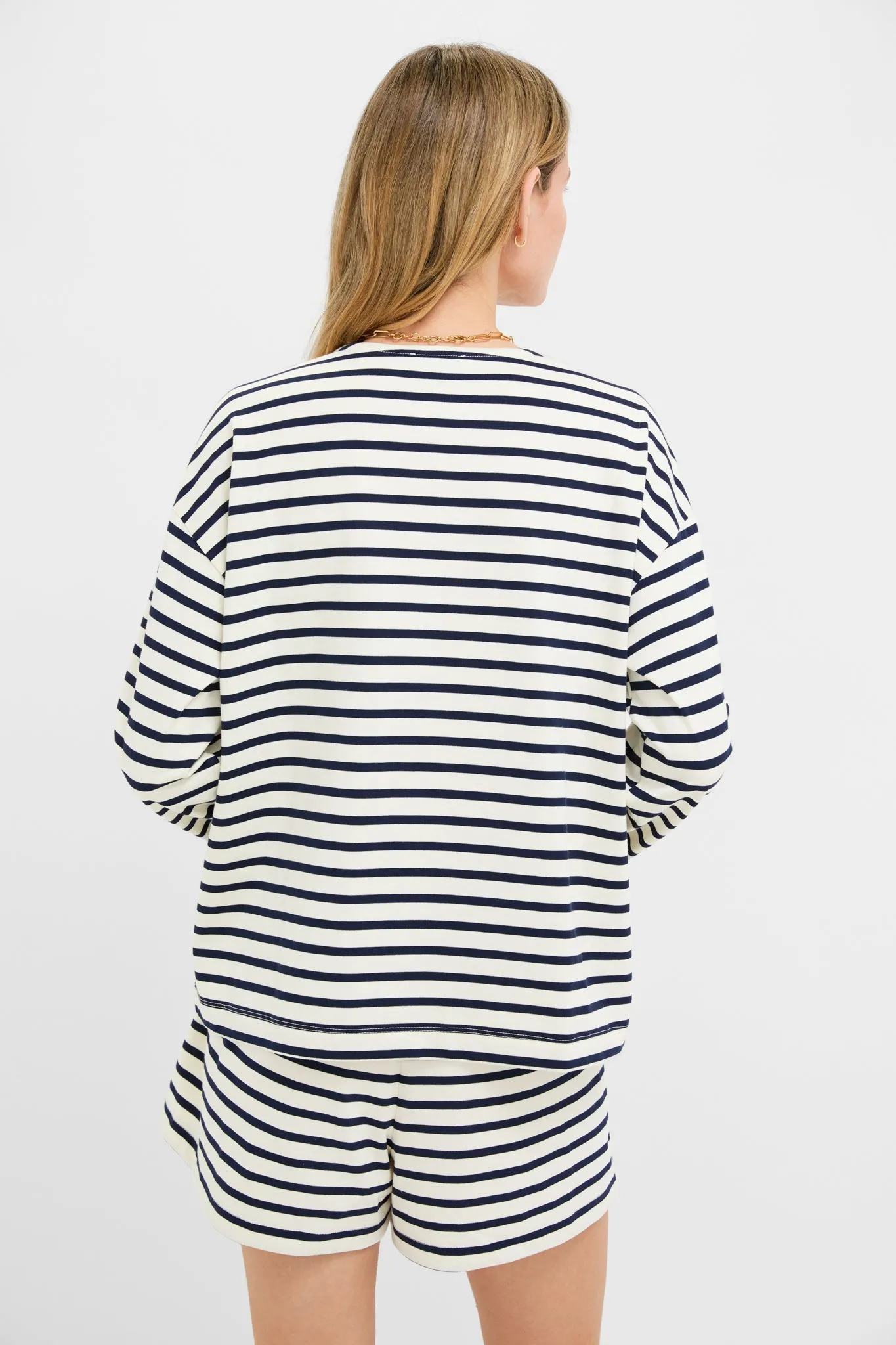 Navy and Ivory Stripe Knit Odie Tee