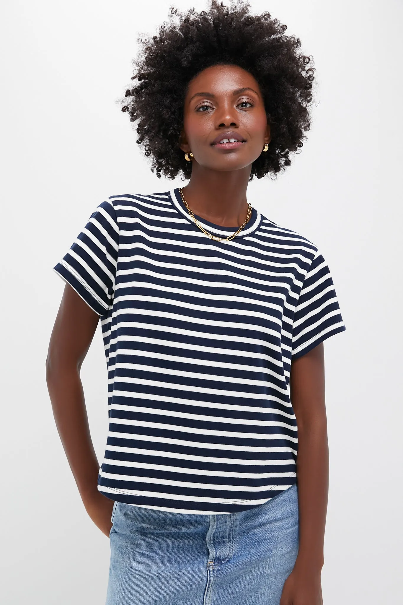 Navy and Ivory Stripe Parker Classic Tee