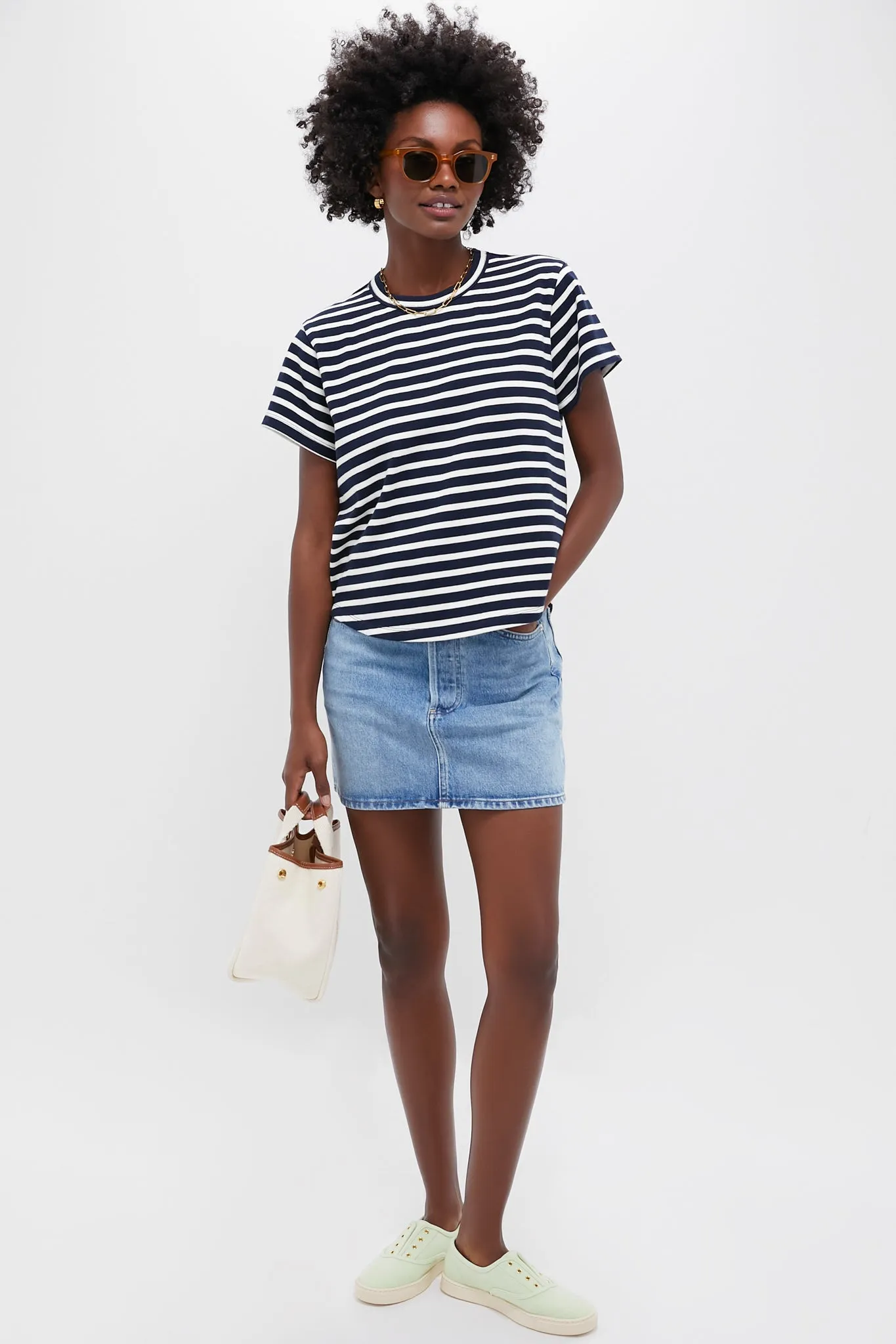 Navy and Ivory Stripe Parker Classic Tee