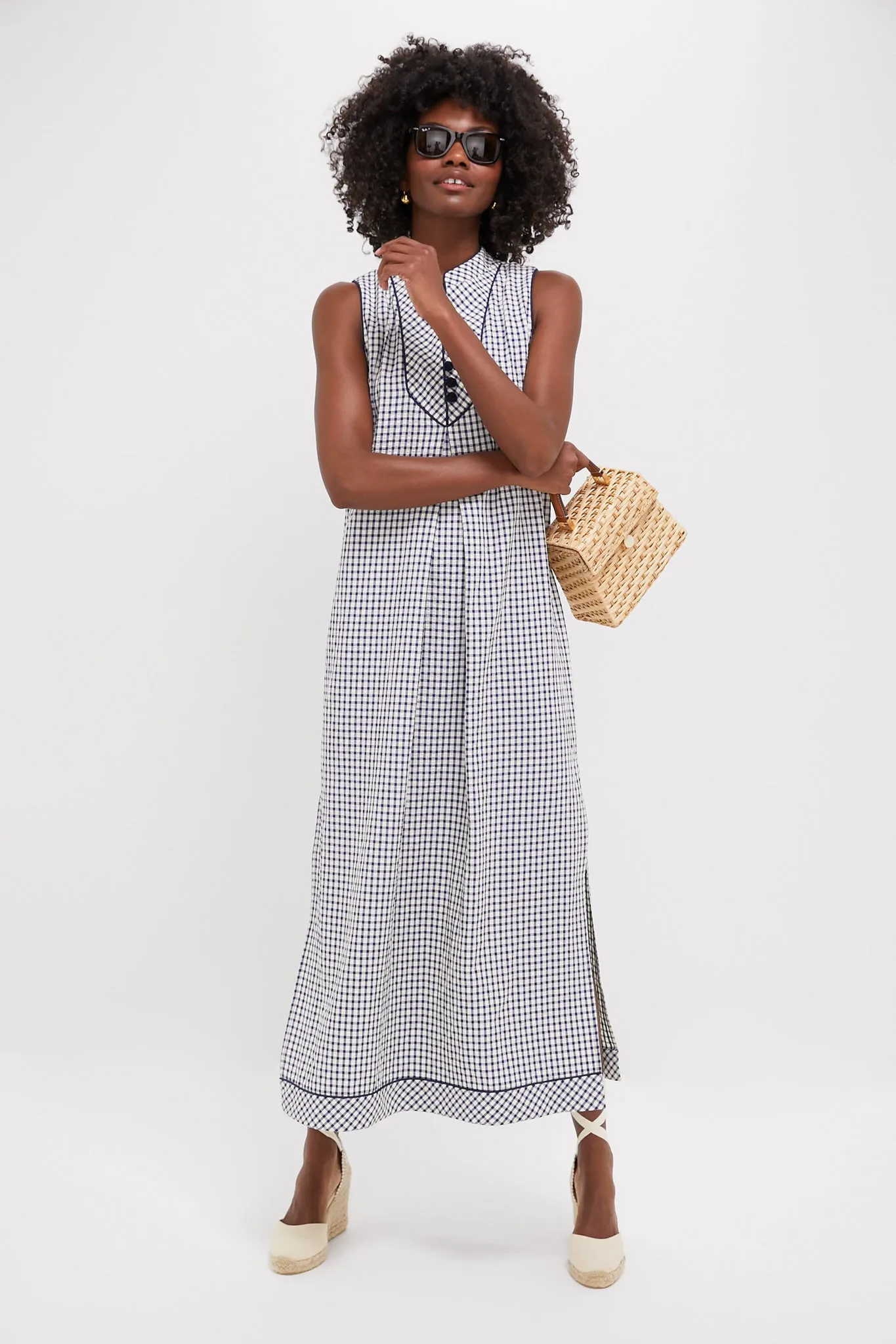 Navy Gingham Seersucker Haines Dress