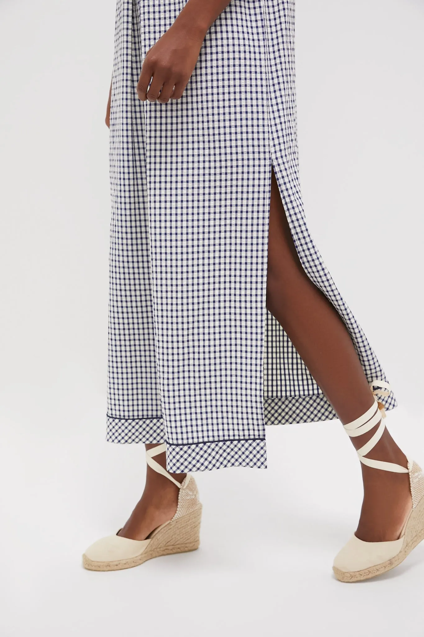 Navy Gingham Seersucker Haines Dress
