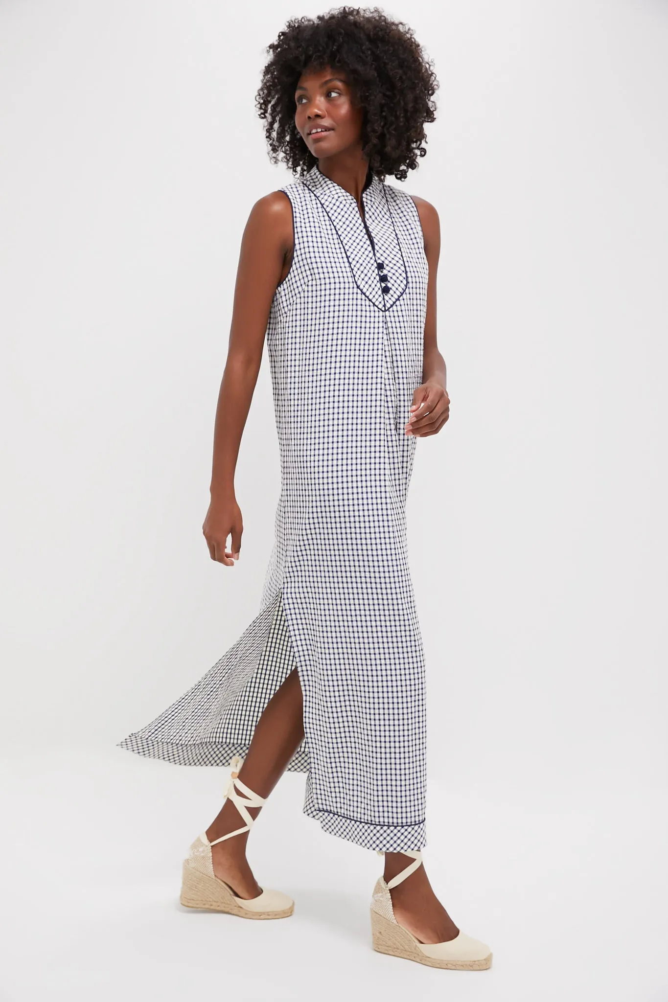Navy Gingham Seersucker Haines Dress