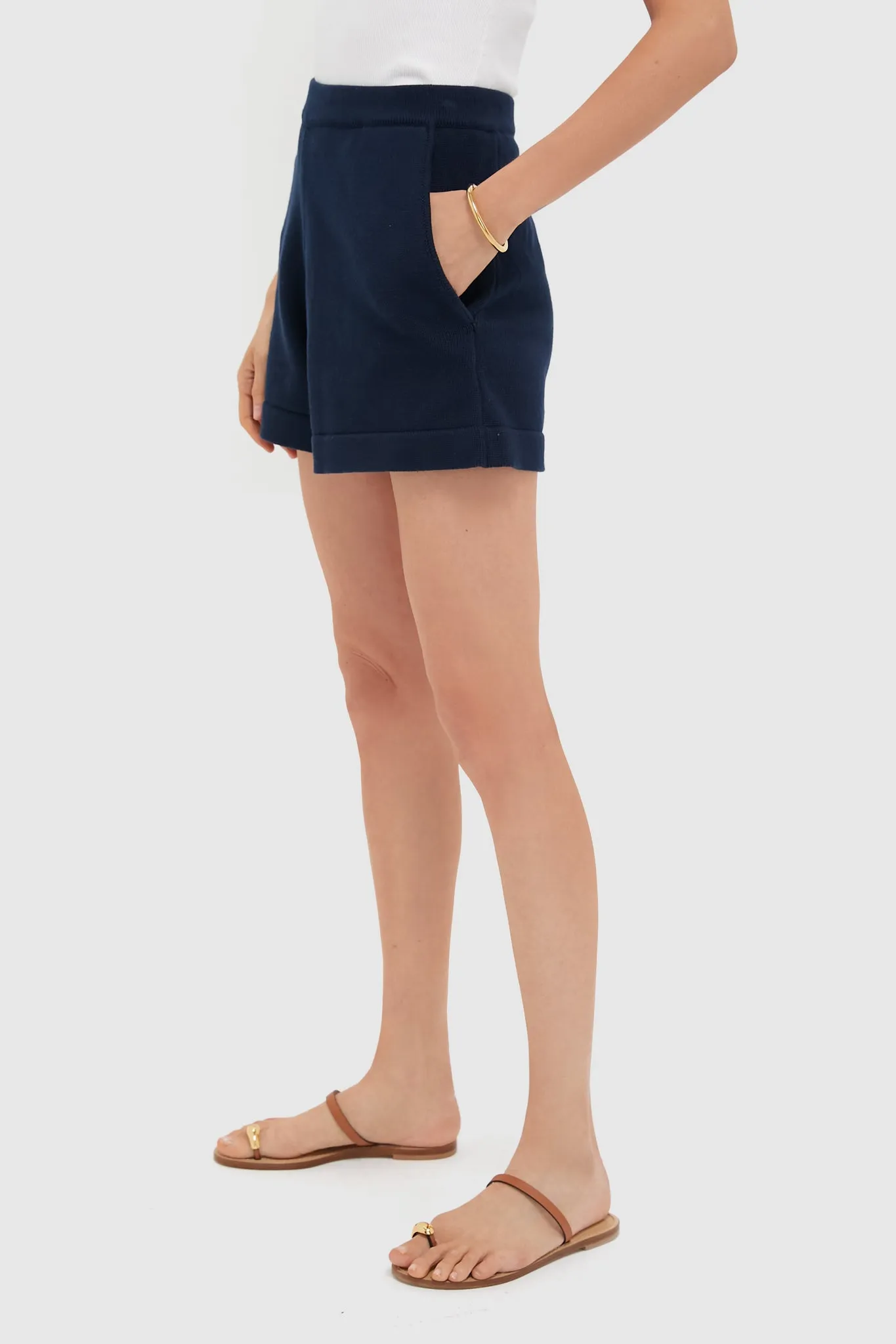 Navy Knit Beau Shorts