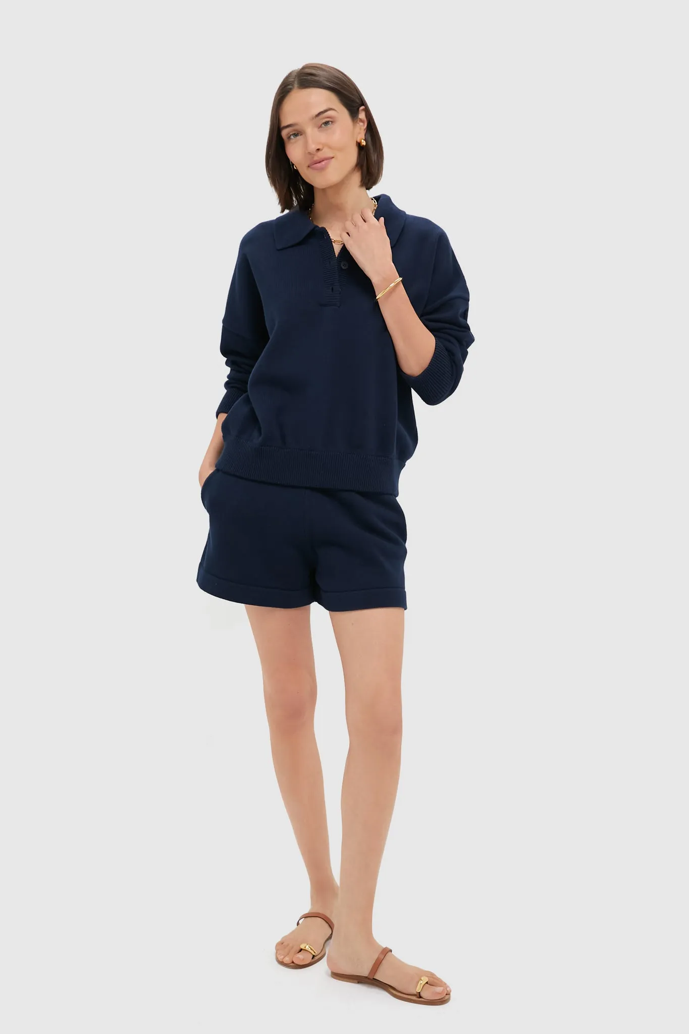 Navy Knit Beau Shorts