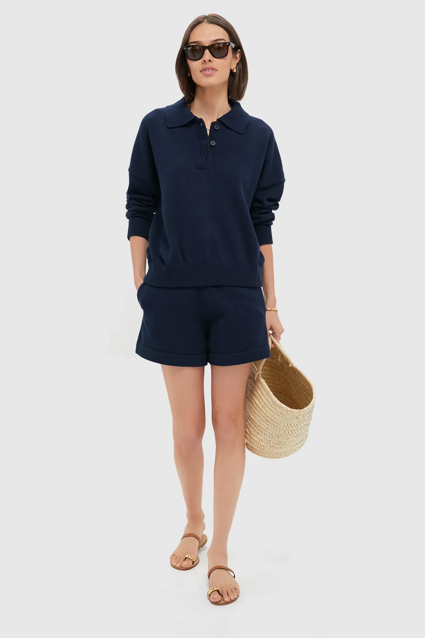 Navy Knit Beau Shorts