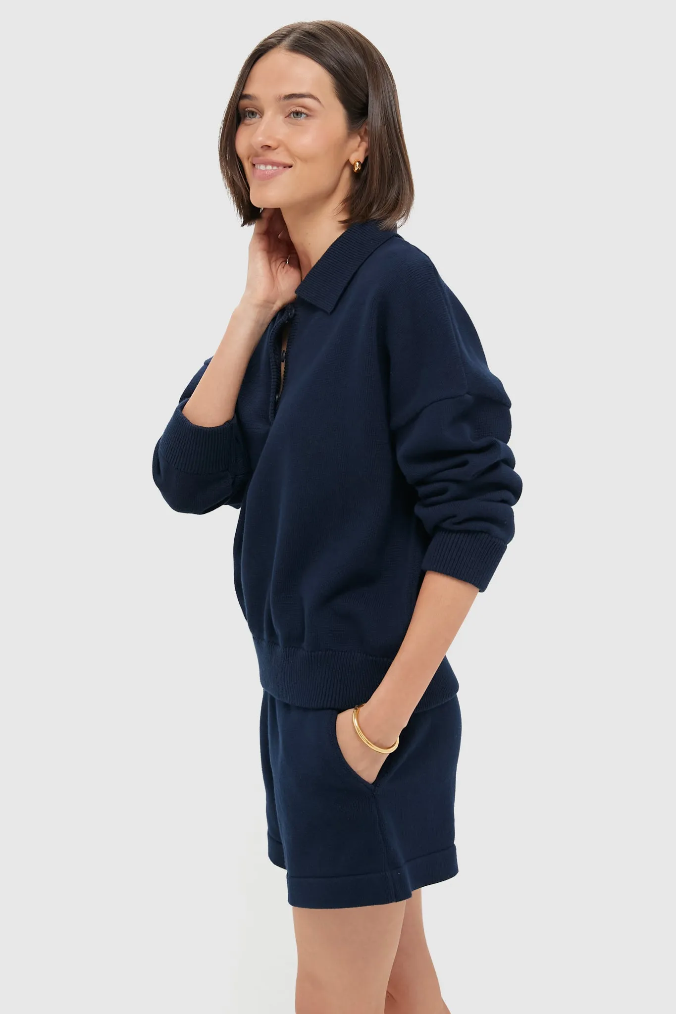 Navy Knit Bode Polo Sweater