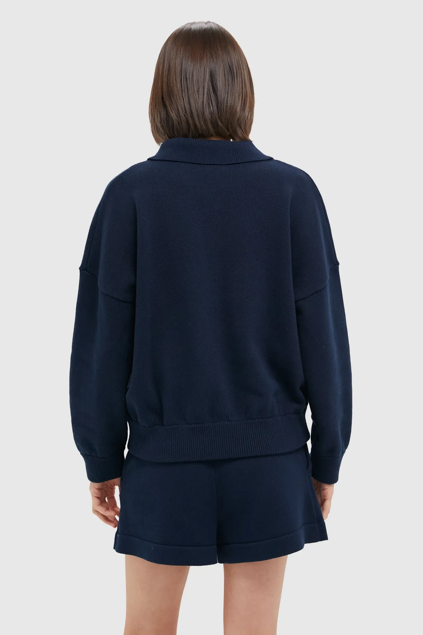 Navy Knit Bode Polo Sweater