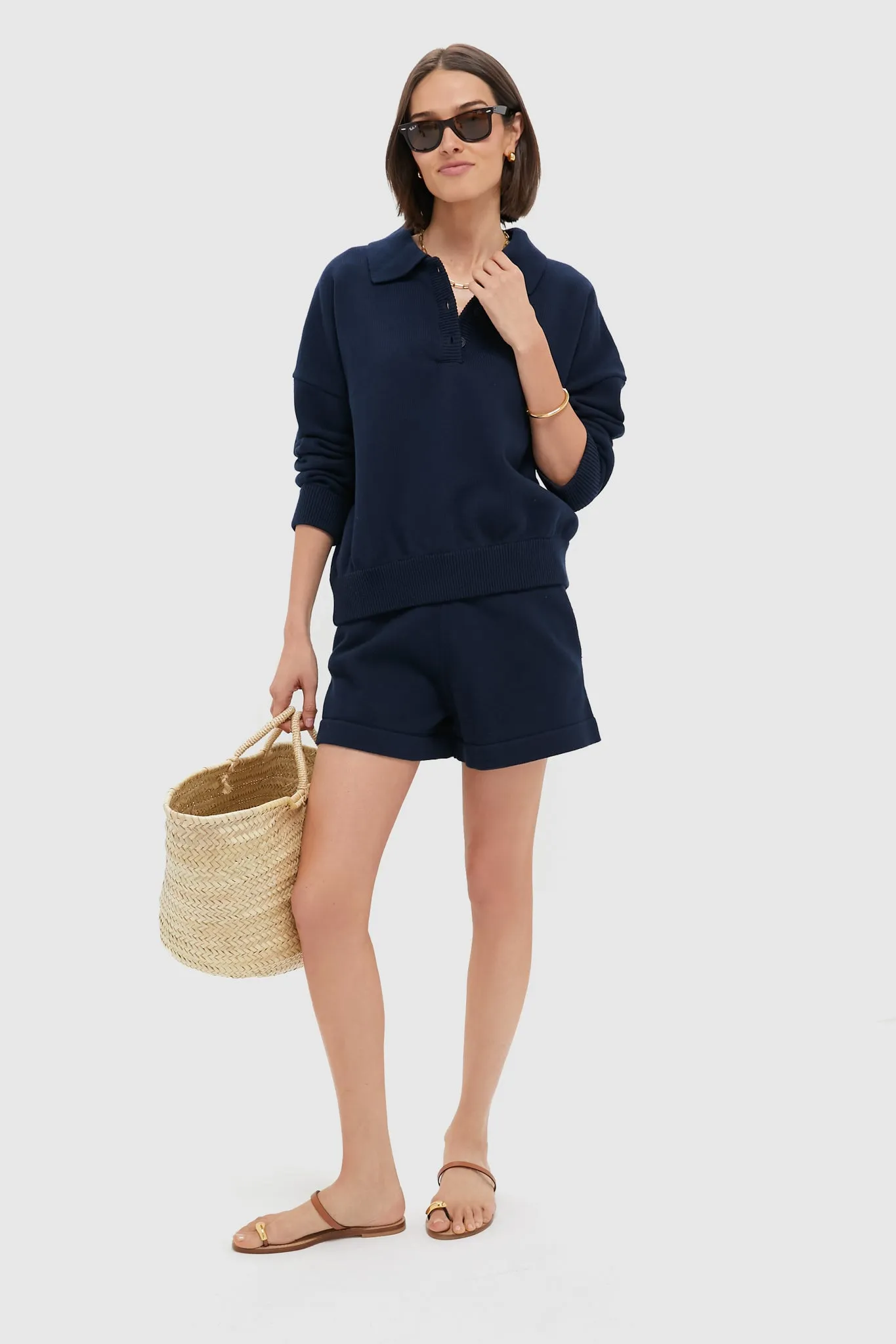 Navy Knit Bode Polo Sweater