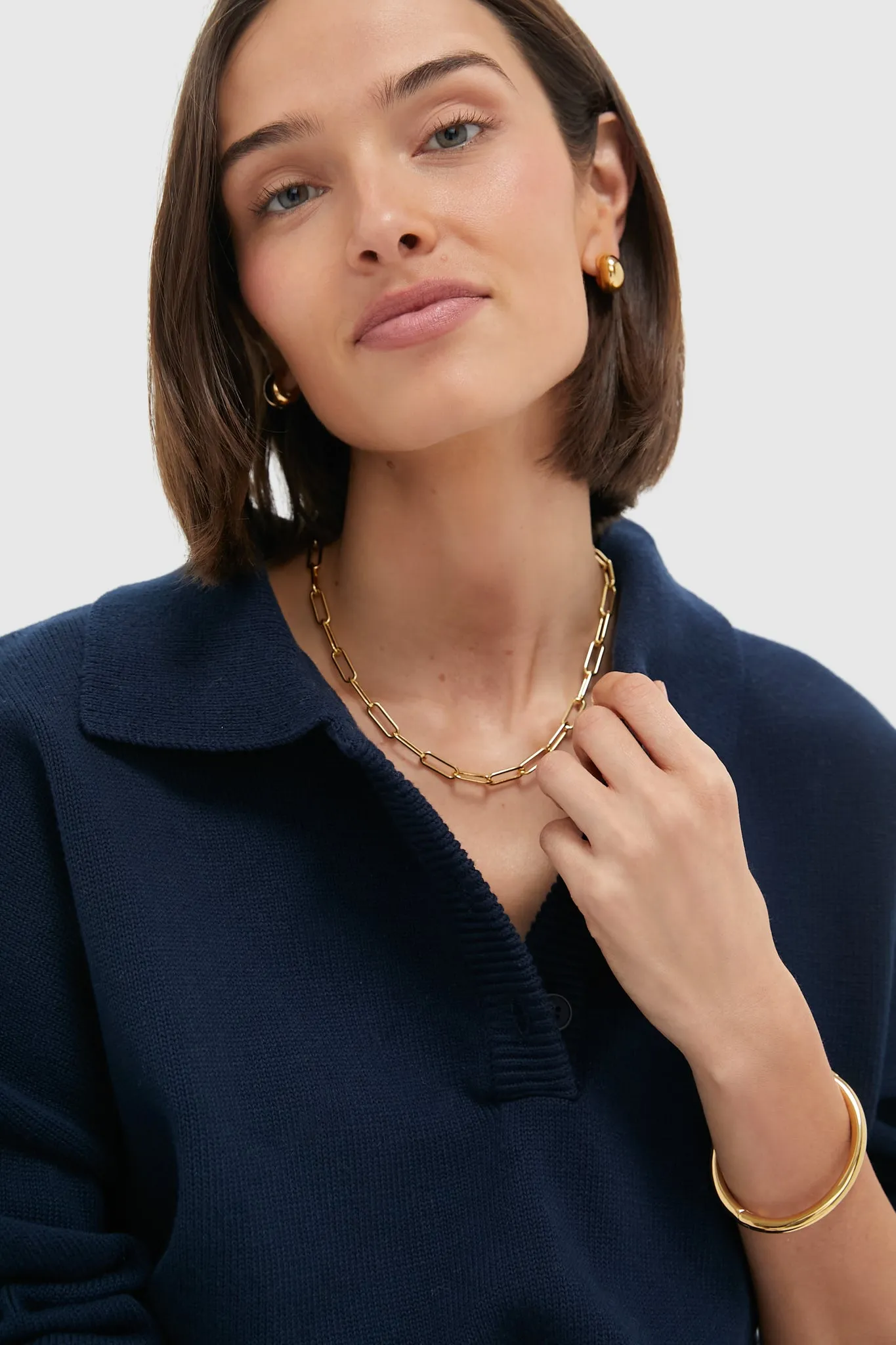 Navy Knit Bode Polo Sweater