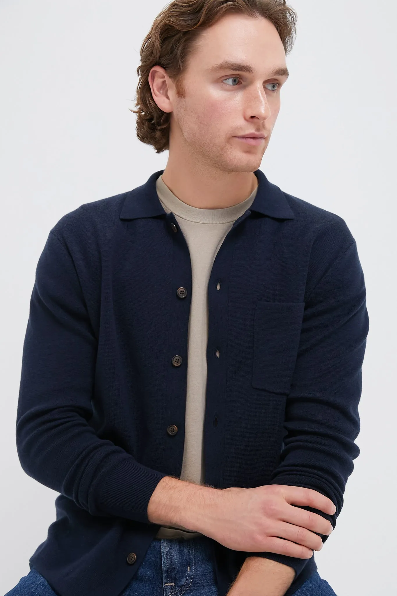 Navy Merino Cardigan