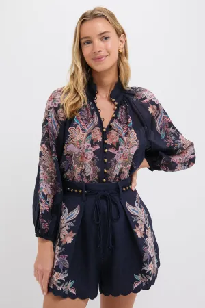 Navy Multi Paisley Rhiannon Billow Blouse