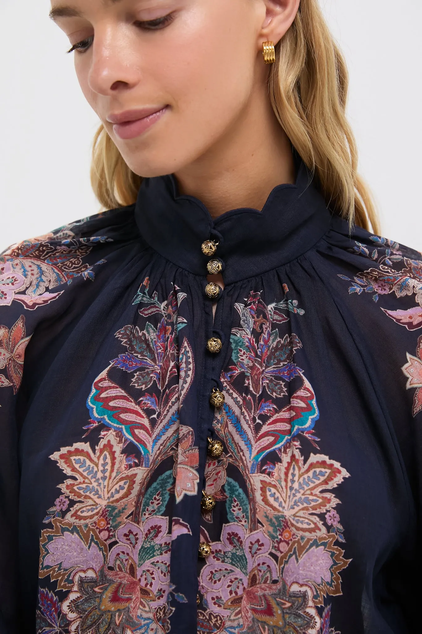 Navy Multi Paisley Rhiannon Billow Blouse