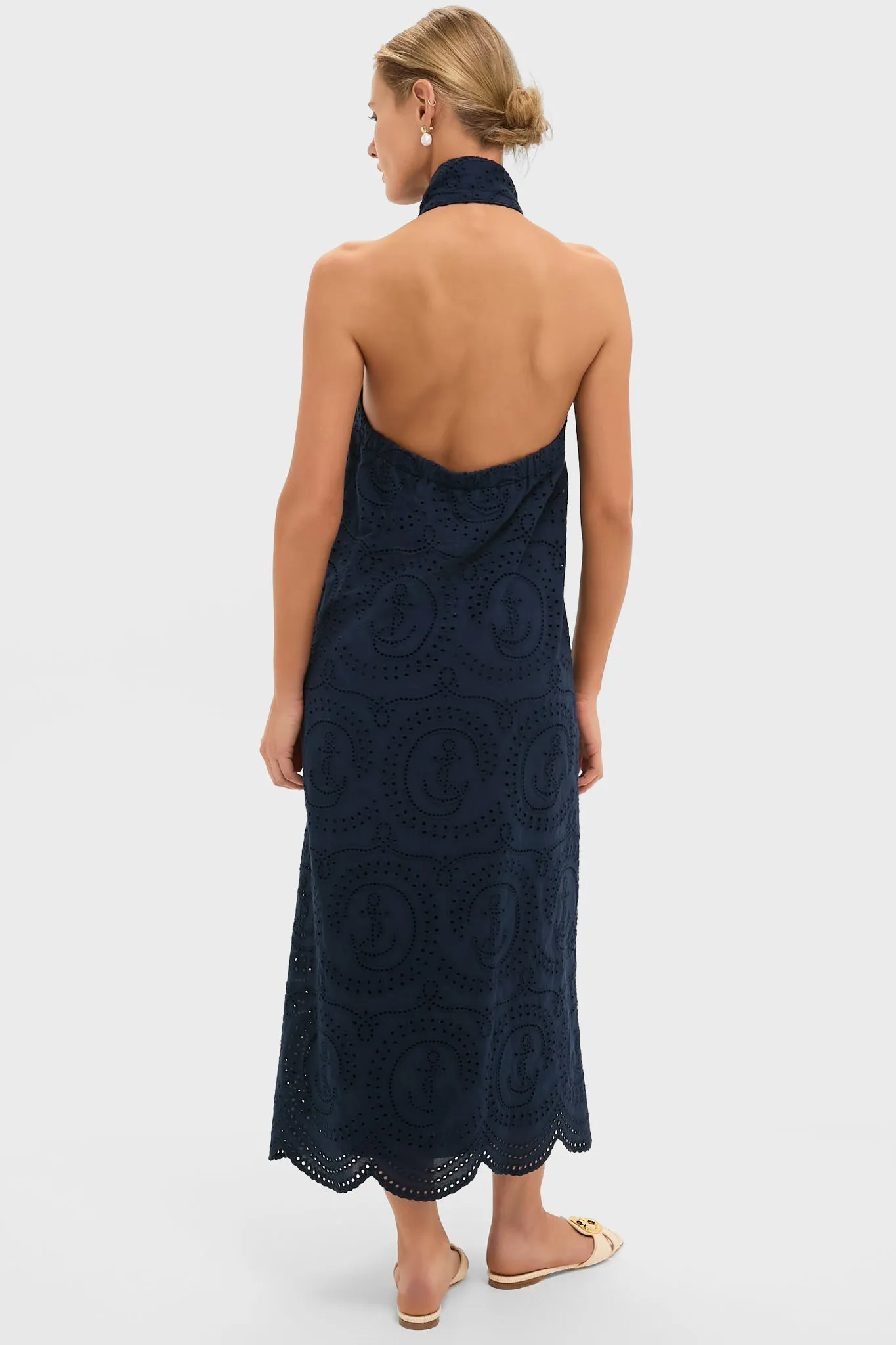Navy Nautical Eyelet Jagger Dress