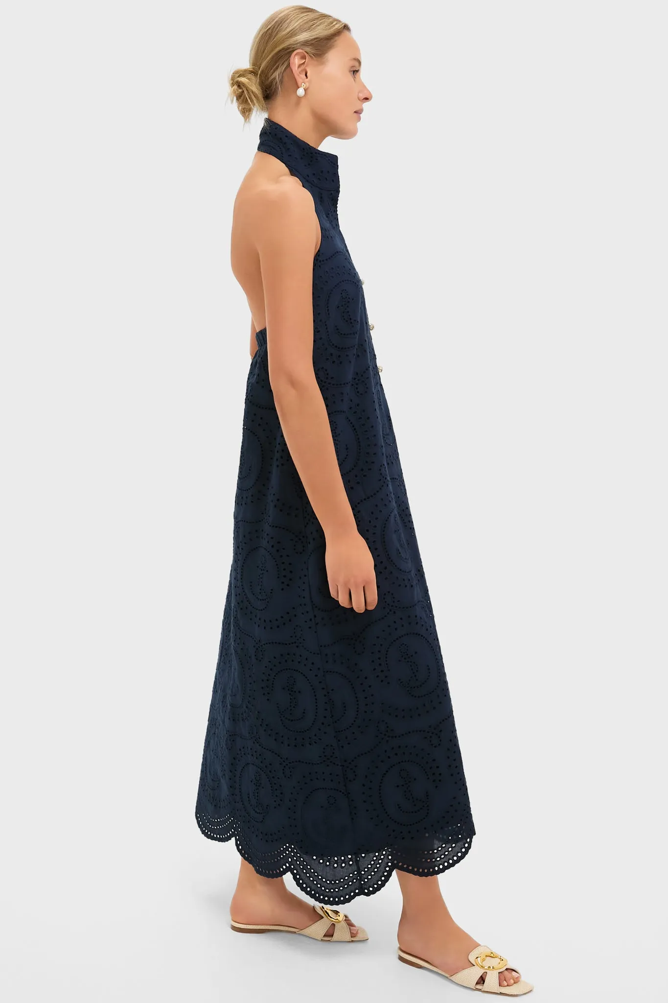 Navy Nautical Eyelet Jagger Dress