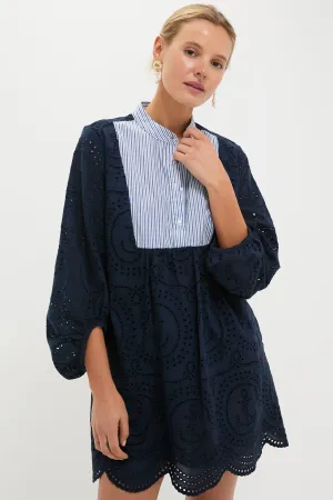 Navy Nautical Eyelet Mini Calliope Dress
