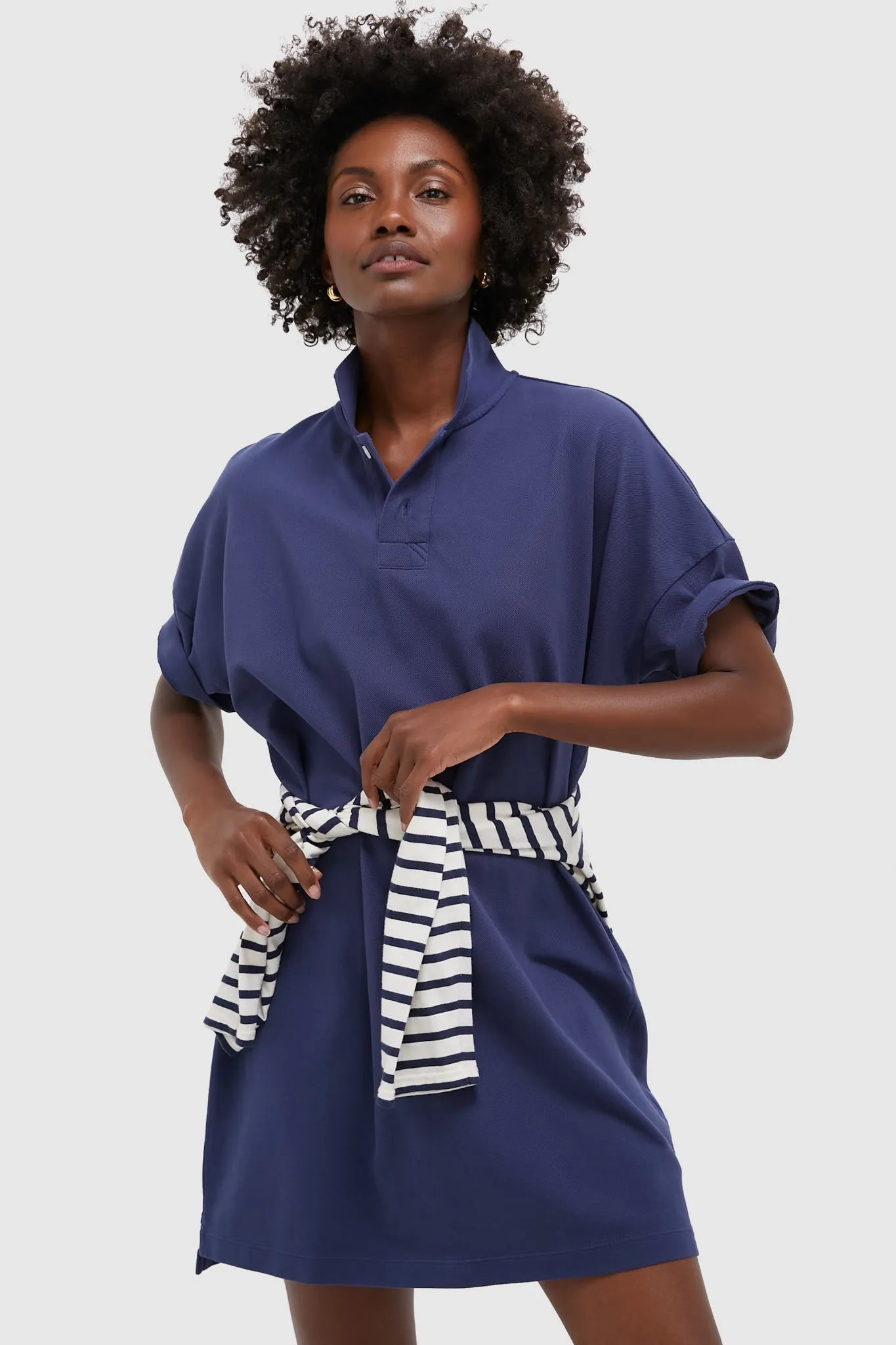 Navy Pique Teller Polo Dress
