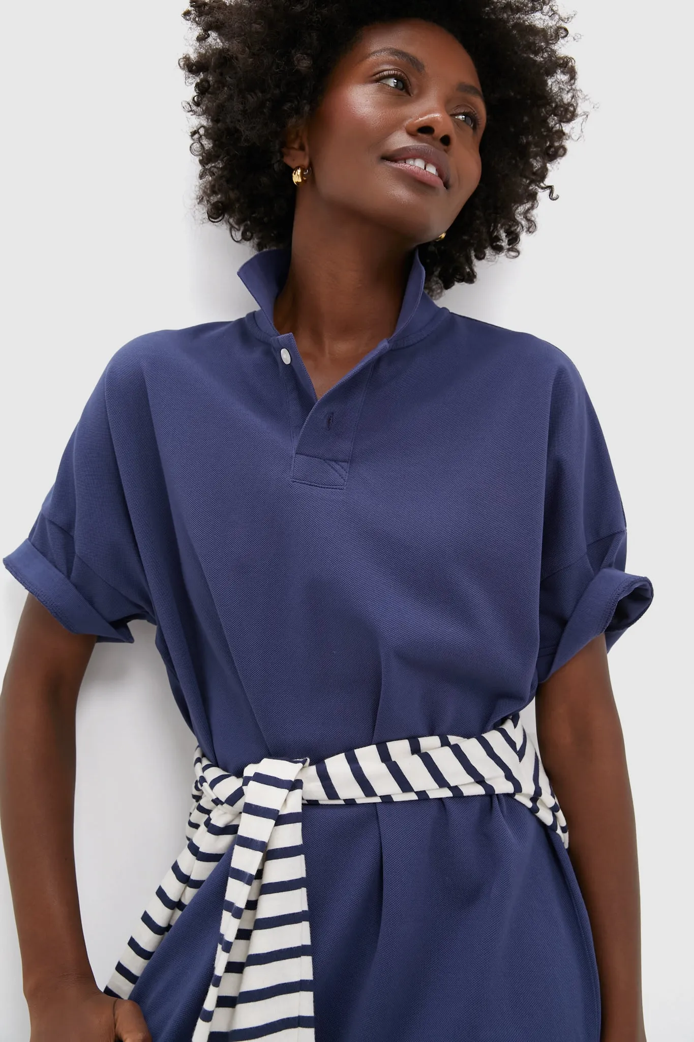 Navy Pique Teller Polo Dress