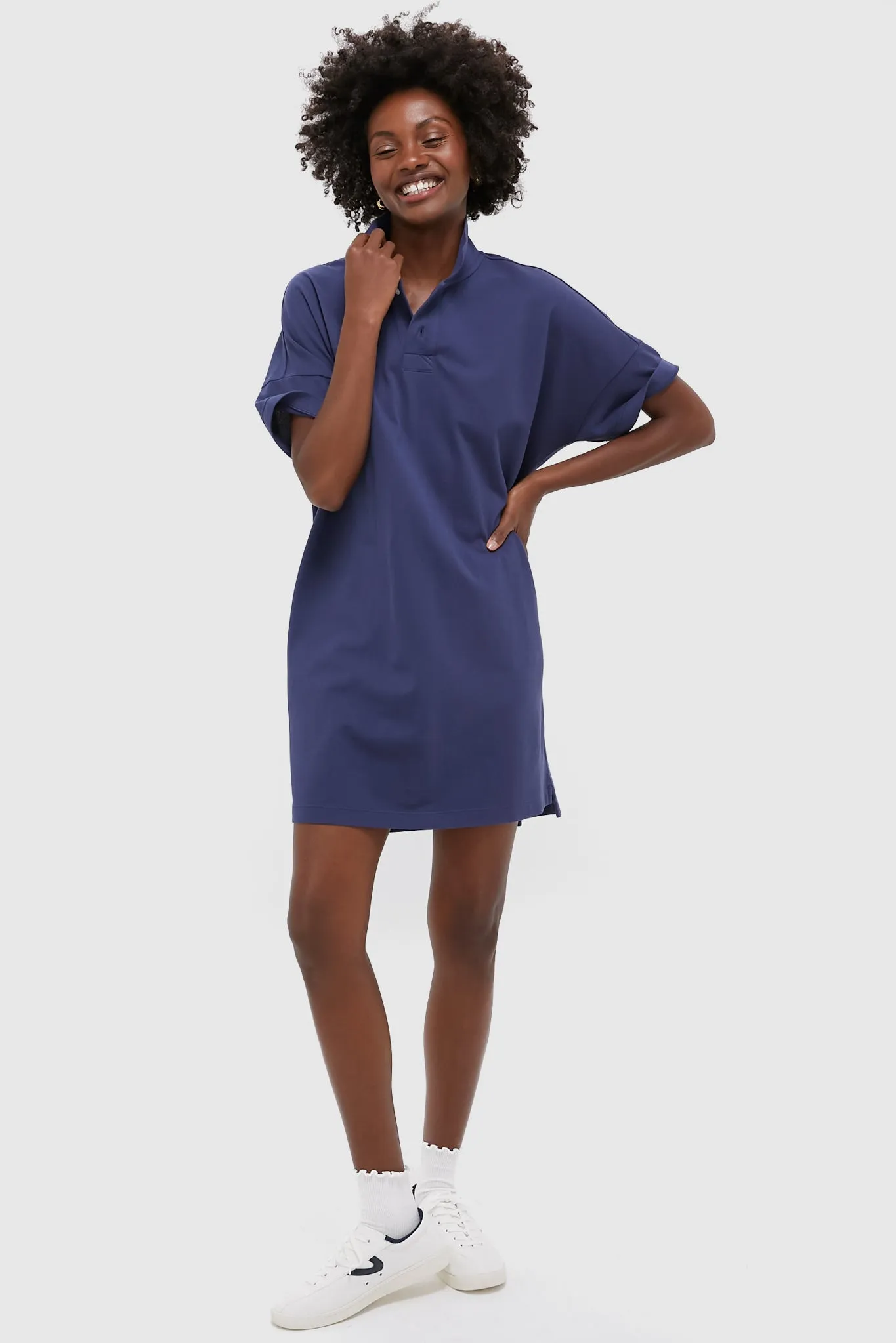 Navy Pique Teller Polo Dress