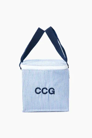 Navy Seersucker Snack Square Bag