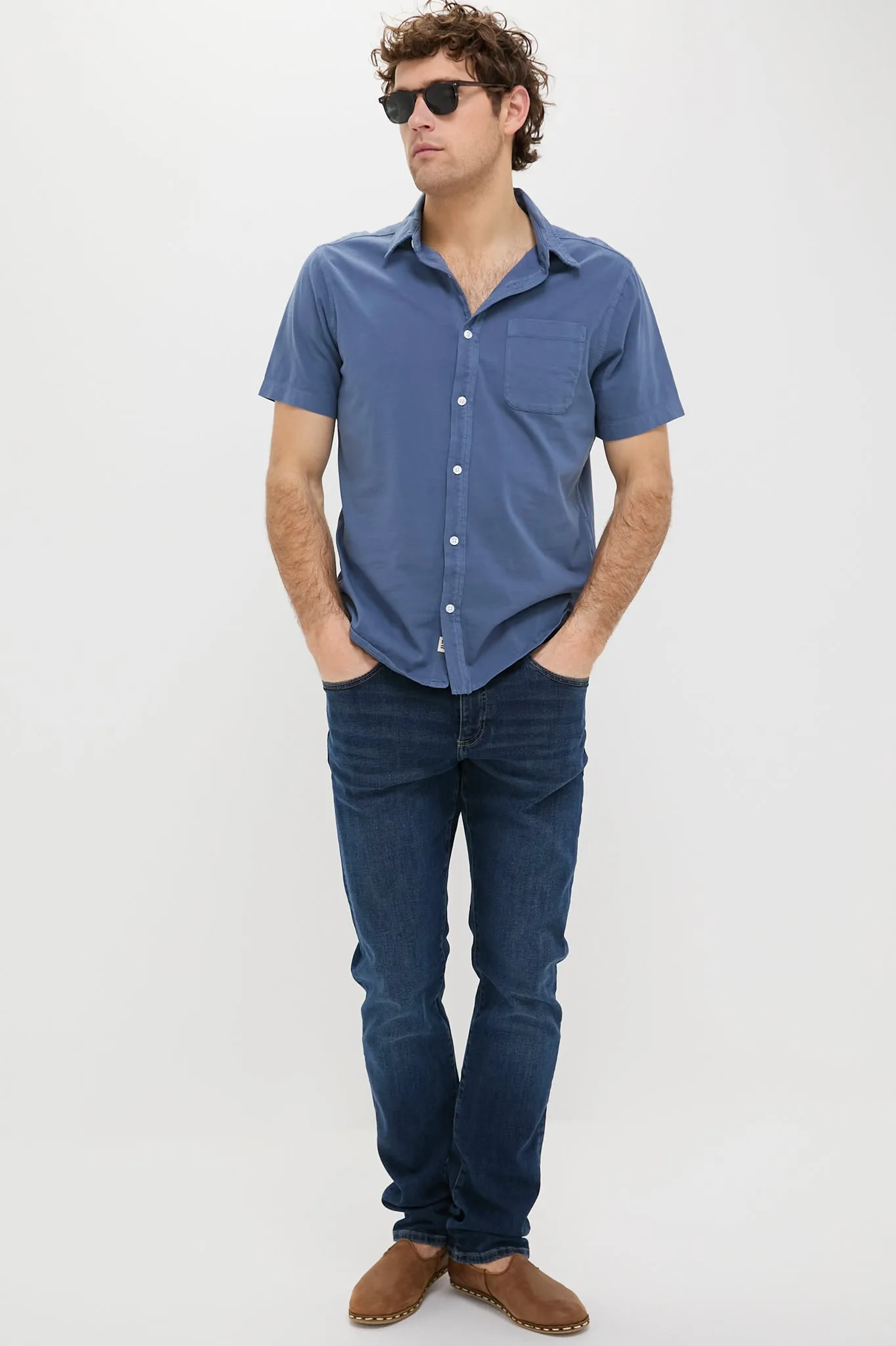 Navy Short Sleeve Saltaire Shirt